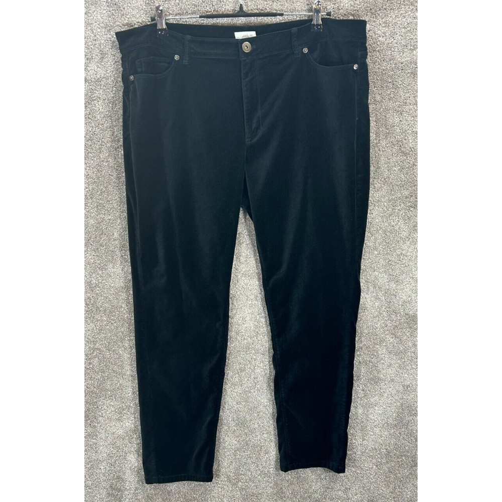 J Jill Pants Womens 18 Black Velvet Dress Actual 39X29 Mid Rise Stretch‎ Career